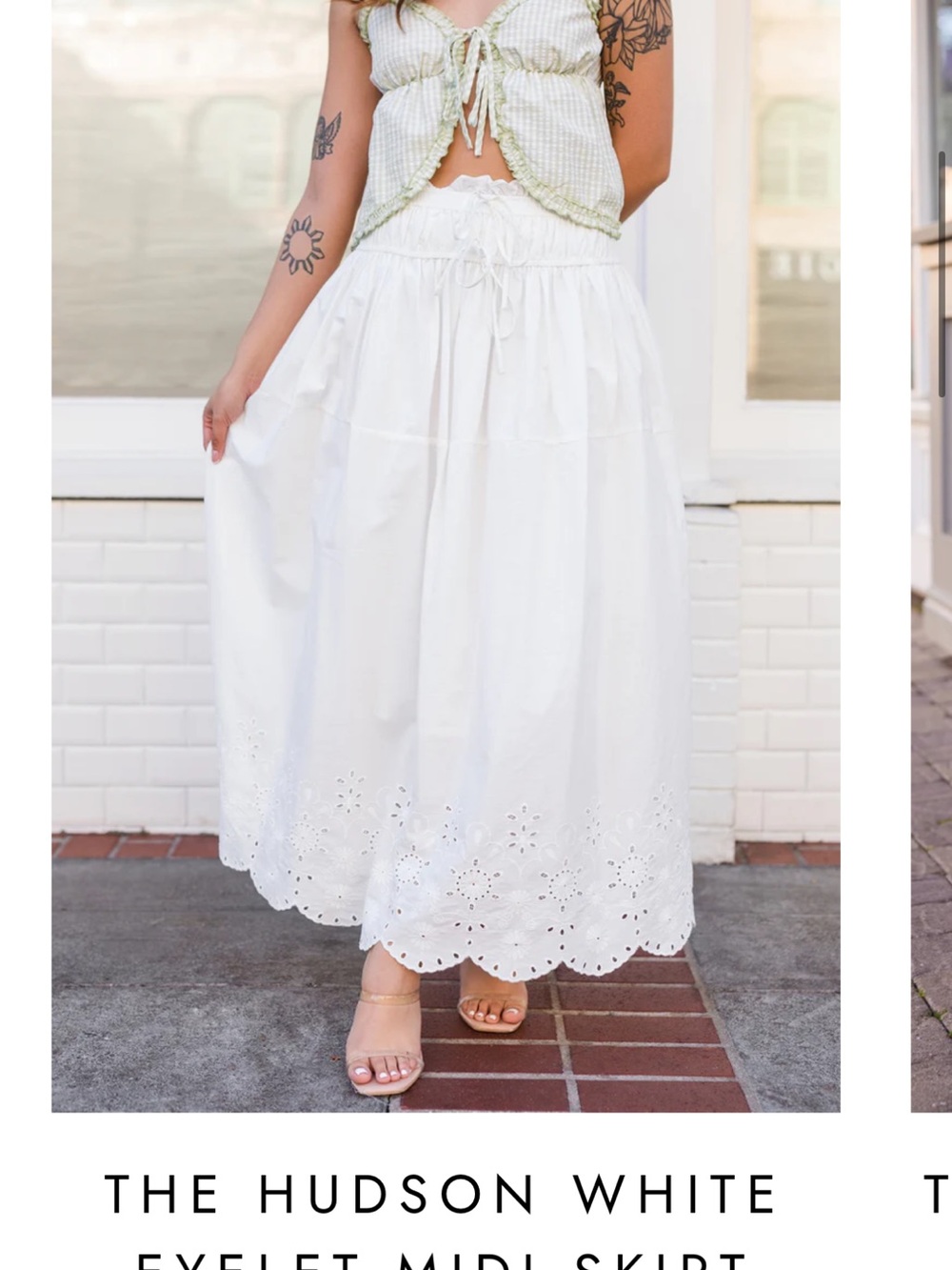 Hudson Jeans White Eyelet Tiered Midi Skirt